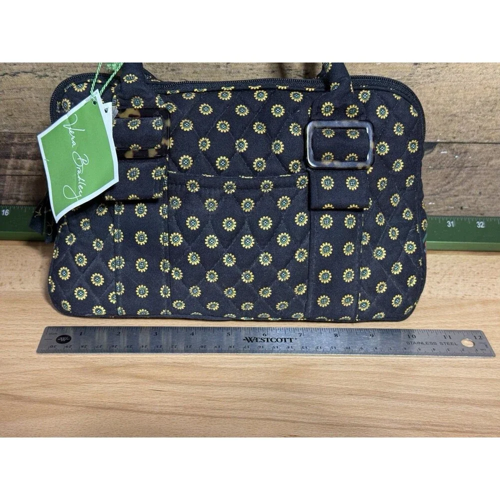 🔥 NEW & RARE VERA BRADLEY Vibrant Black Sun Sunflower Purse Wallet Retired NWT
